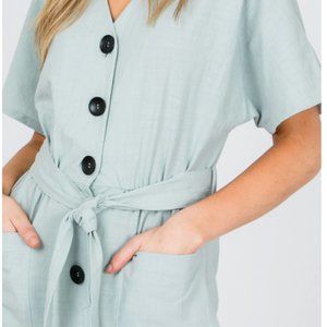 &Merci Button Down Dolman Sleeve Casual Jumpsuit